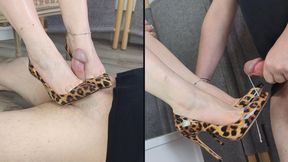 Leopard Stilettos (Part 2): Shoeplay, Shoejob & Cum on High Heels Before Sending Them to a Fan - Dame Olga 4K (728B)