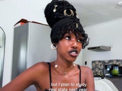 EBONY TEEN interview turned into a rough FACE FUCK