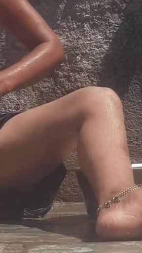 Key moment from &quot;Stepsister is taking a bath naked in the bathroom open outside Finger fingering in pussy Stepsister&quot;