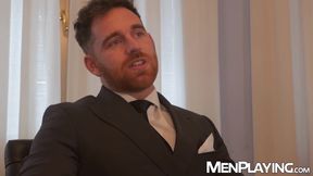 Stud Austin Sugar is double teamed by suited daddies