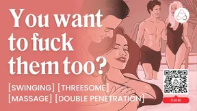 Sensual MMF threesome at the spa with double penetration and public sex