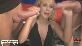 German Gangbang MILF Gets Her Face Covered in Cum