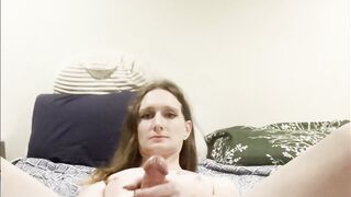 Super-Cute trans chick kneads herself until she jizzes