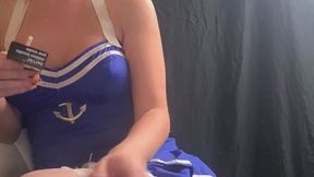 Smoking MILF in a cheeky sailor outfit