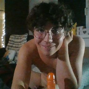 Cute teen boy vapes while fucking his ass