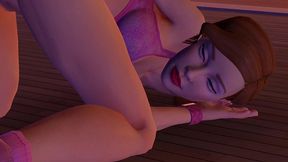 cute chick is playing with her ass