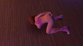 cute chick is playing with her ass