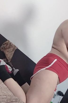 Sexy Latina Tries on and Cuts Clothes.
