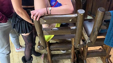 Hot girls fucking with strapless dildo while we jerk off
