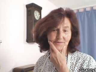 Shaggy granny gives head and rides his ramrod