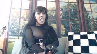 Corset Milf In Leather Glove Smoking