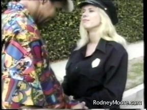 Pretty Blonde Police Officer Gets Fucked by Two Hard Cocks