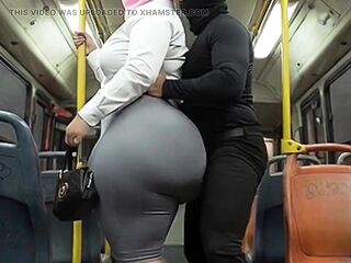 "Masked Secretary BBW Gets Ass Pressed on Crowded Public Bus"