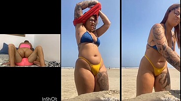 Ruiva da o cuzinho pra desconhecido sem camisinha e logo depois vai na praia de fio dental fazer vadiagem