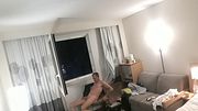 Self footjob in front of the hotel entrance in Dubai