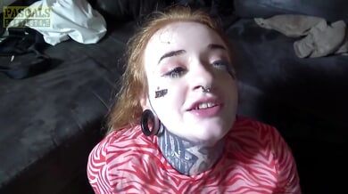 British beauty Azura Alii takes a birthday spanking before deep oral and double penetration