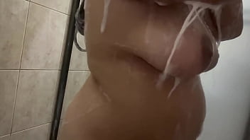 The fat busty stepmother takes a bath and records herself, HOW DELICIOUS.