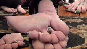 Poor Tiny Freak Is Hungry For Feet!