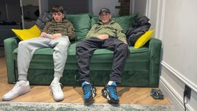 Two friends jerking off together
