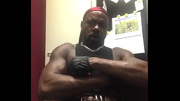 Black Muscle Leather Cock Rub and Bust