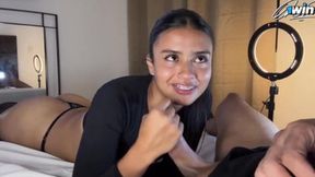 Brunette Hillary Taylor blows and swallows cum