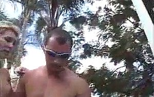 Chap eats a tranny by the pool