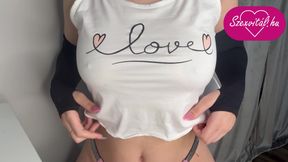 I masturbate with white cream and put duct tape on my tits