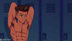 Muscle Jock worships Team Captain while thick cum drips down his throat