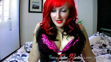 Taylor Burton flaunts her curves in tight latex and delivers filthy whispers for fetish lovers