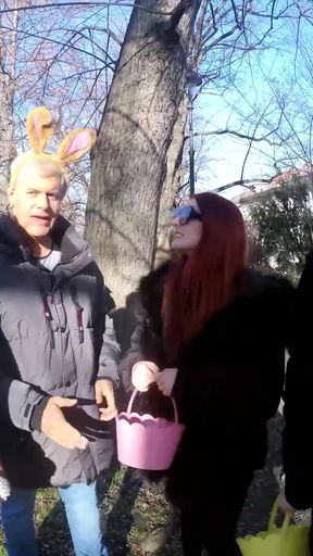 Thrilling moment from &quot;Easter Bunny Porno Dan Leads Katy Rose And Mia Trejsi To A Creampie Orgy!&quot;