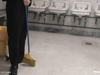 Big Titted tbabe anal fucks cleaning man