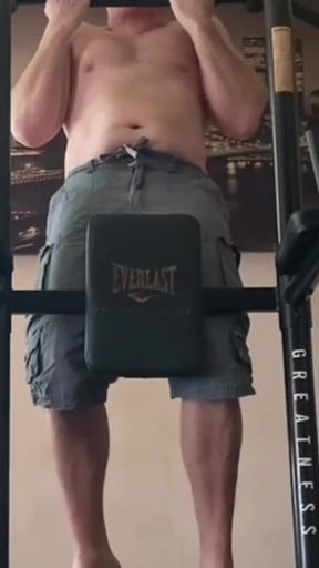 Fit Old Man Masturbating After Workout
