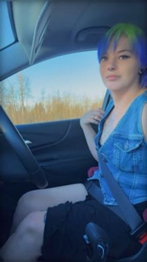 Horny MILF pulls off highway to get off at busy trucker rest stop