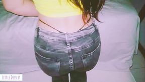 Thick PAWG Little Dessert gets fucked with Jeans and Thong in Doggystyle