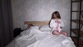 Cuckold watches his stepfather fuck his cheating new girlfriend in front of him