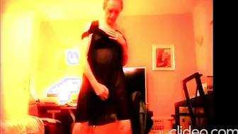 Twink Strips Black Dress and Dances Nude