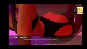 Teen Brunette Delivers Steamy Blowjob to Buff Gamer in Hot VN Moment