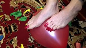 balloon scratching and popping with long red toenails and high heels  - full clip  - (1280x720*wmv)
