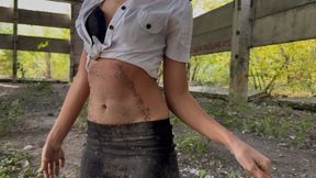 She lost a bet and now she is getting her stomach dirty in the dust (custom video)