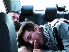 Hunk stepdaddy anal plows stepson in the car backseat