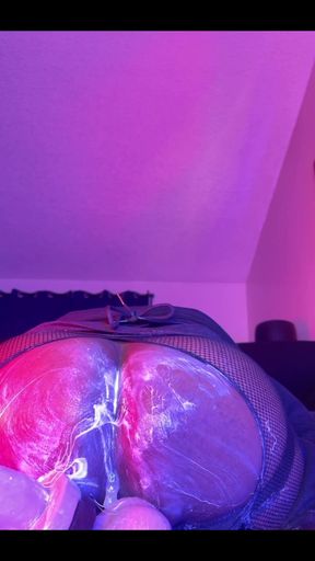 Bottom Destroys Hole Riding Mr. Hankey Dildo