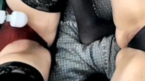 A sissy and a milf fuck on the bed like two bitches