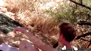 Scruffy straight dude Oliver Dean yanks his hard cock until it erupts spunk