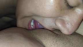 my cuckold show me his beautiful eyes while cleaning up my pussy from fucking with other men