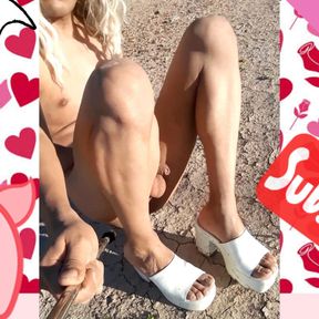 trans walking naked with heels in public very hot