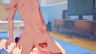 Two catboys fucking a cowboy in yaoi style