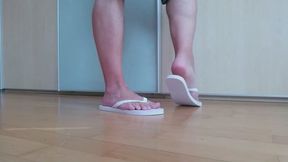 I show you my new flip flops and my beautiful male feet