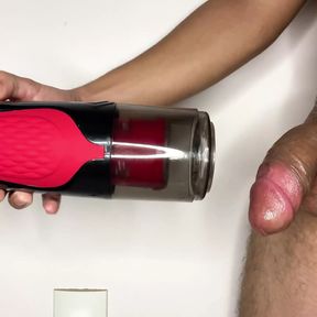 Latino with a Big Dick Cumming Horny on His Suction Device