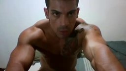 Handsome Latin  Strokes His Huge Cock