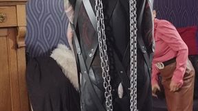 I restrain hubby on a leather hang cage
